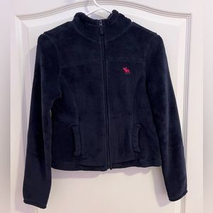 Abercrombie & Fitch Navy Blue Fleece Zip-Up with a Hood in size Medium